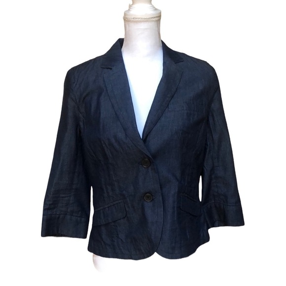 Kate Hill Jackets & Blazers - Kate Hill Women’s Light Weight Cotton Blue Denim Cropped Blazer/Jacket Size 10P